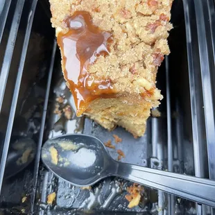 Sweet potato bread pudding with caramel sauce. Delicious!