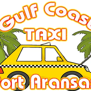 a yellow cab with palm trees