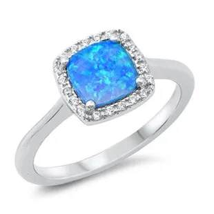 Lab Created Opal &amp; CZ Ring in Sterling Silver