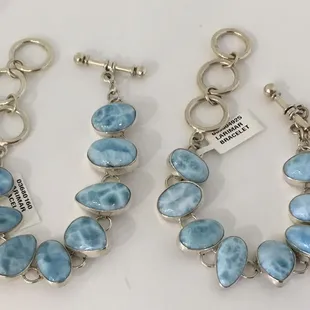 Sterling Silver &amp; larimar bracelets.