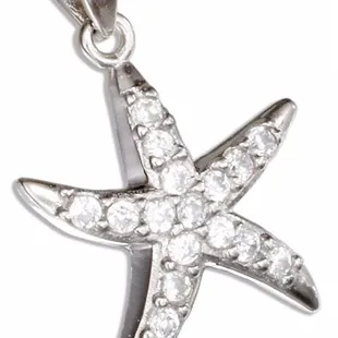 Sterling Silver CZ Starfish Pendant