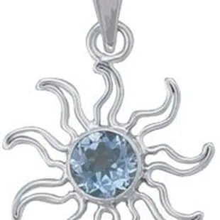 Blue topaz sun pendant in sterling silver by Charles Albert