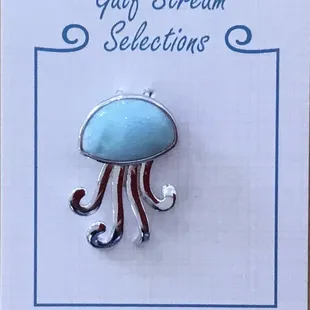 Larimar Jellyfish Pendant in Sterling Silver