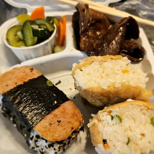Lunch from @Gulick Delicatessen; 5/29/2024. Yikes, I ordered 2 much Starch &amp; didn&apos;t care 4 the Teriyaki, too thick 2 Eat! Mahalo David :)