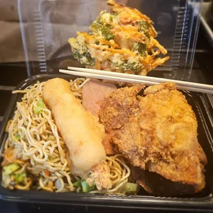 My Lunch fr @Gulick Delicatessen; 10/26/2024. I didn&apos;t care 4 Da Noodles &amp; put put my Chicken in the Refrig! Lol. Veg. Tempura Is Good!!