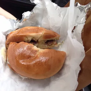 a half eaten sandwich