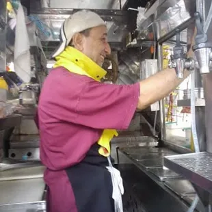 Gul hard at work.. even though  it's a 120 in the cart