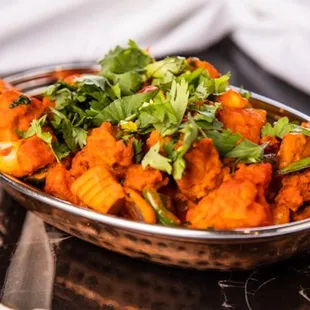 a bowl of food on a table