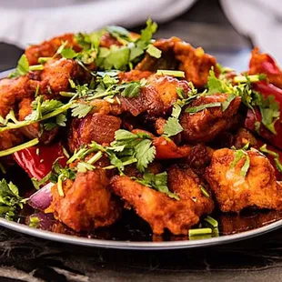 a plate of food on a table