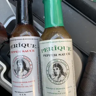 Free pepper sauce given upon leaving.  It&apos;s muy caliente too!!!