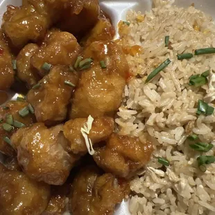 Orange chicken and fried rice special