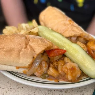 Sauteed Shrimp Po - boy Sandwich