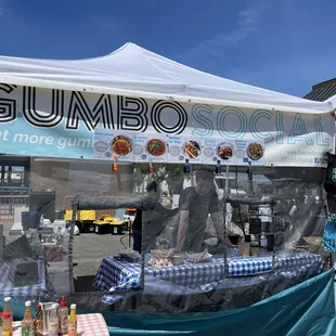 Gumbo Social food stand at the Ferry Building Farmer&apos;s Market in San Francisco.