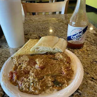 Drunken Chicken with white rice and bread
