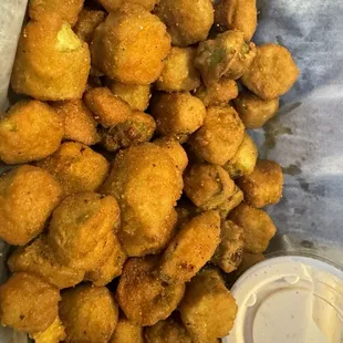 The fried okra is good. The dipping sauce good. Doesn&apos;t reheat great so eat it while it&apos;s hot.