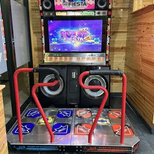 an arcade machine in a restaurant