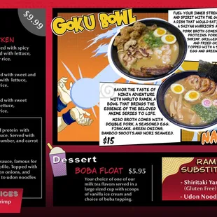 a menu for a bowl of ramen