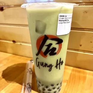 Large Matcha Milk Tea with boba
