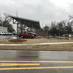 view of canopy over fuel dispensers