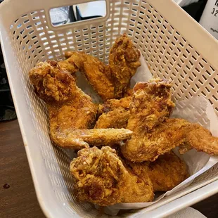 a basket of fried chicken