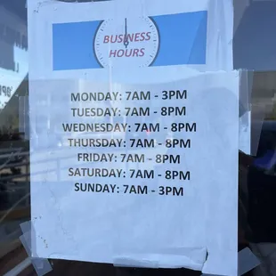 Hours as of May 2024