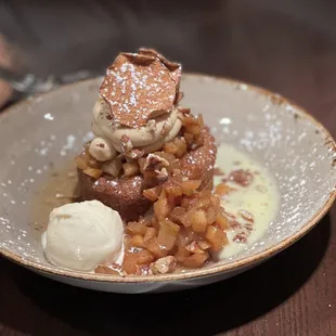 Fall spice apple cake with brown sugar bourbon ice cream