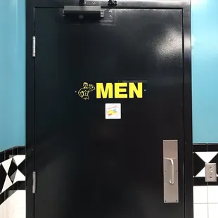 Back of women&apos;s restroom door
