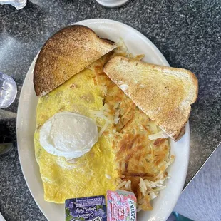 Make your own omelet with sour cream topping