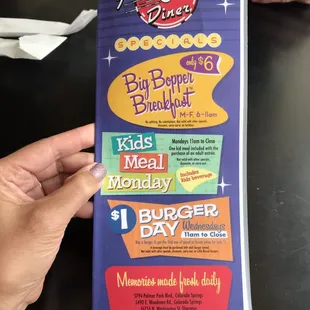 Menu - specials