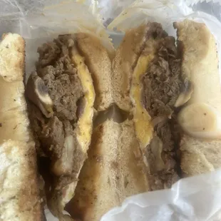 Steak egg and mushrooms