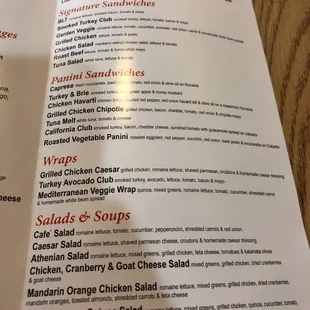 Sandwiches and salads