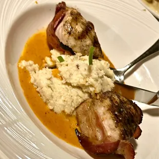 Swordfish with cheesy grits