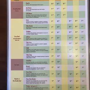 Lunch menu (December 2021)