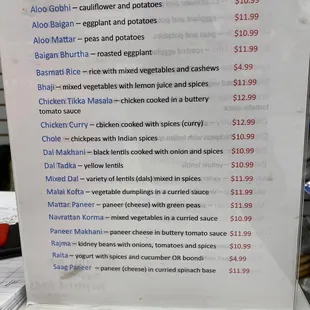 a menu