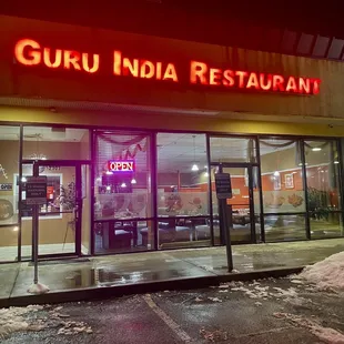 outside of restaurant at night