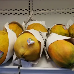 a display of mangoes