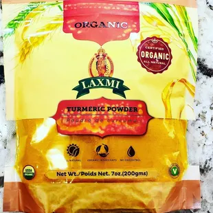 a bag of organic turmeric powder