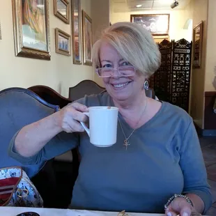Shari enjoying a tea!