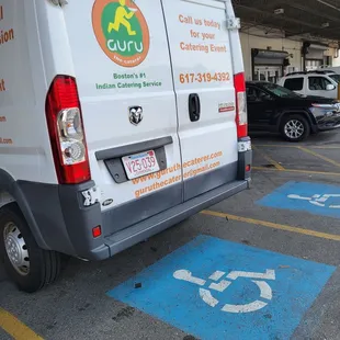 Parked in the disabled space.