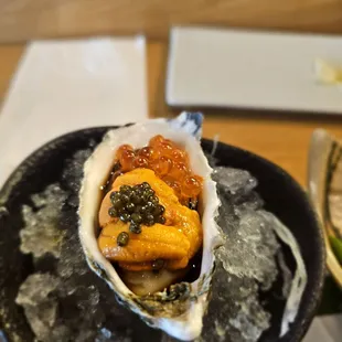 Oyster, uni, caviar