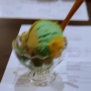 Complimentary Grand Opening rainbow sherbet ice cream