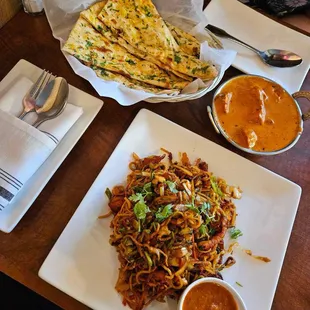 Garlic Naan Chicken Tikka Masala Chicken Chow-Mein
