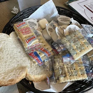 Bread, crackers, and butter