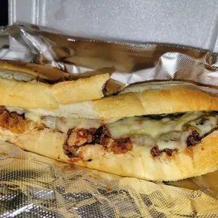 The Chicken Parmesan Hoagie is really big!  Bad photo, but the hoagie was pretty good.