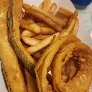 Fries, Fried zucchini and onion rings