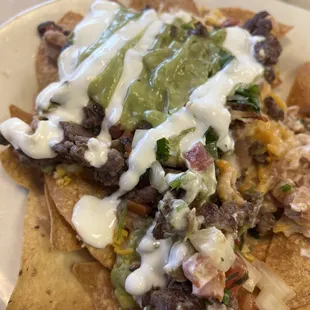 Carne Asada Nachos with &quot;guacamole&quot;