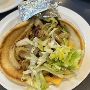 Grilled Chicken Pita with sautéed onions