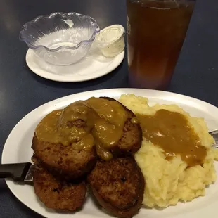 Meatloaf dinner, with salad (I already ate the salad).