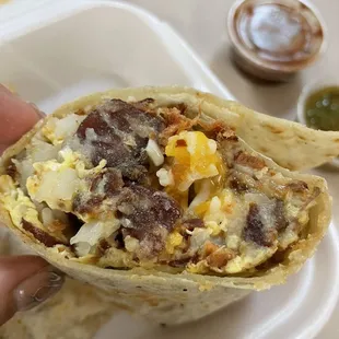 Bacon breakfast burrito