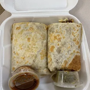 Breakfast burrito with bacon